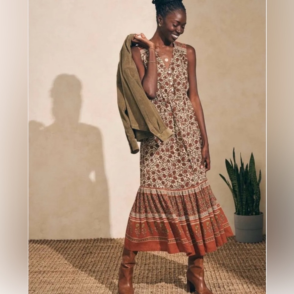 NWT Faherty Ojai Dress in Umber Folly Floral